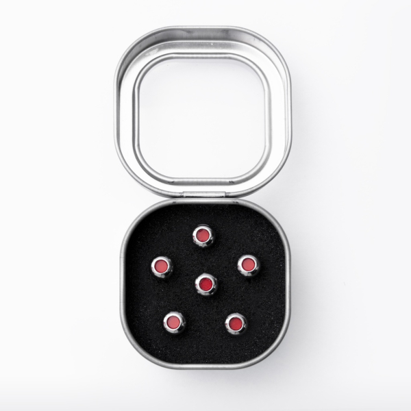 Preview: Martin Liquid Metal Bridgepins chrome / red Inlay