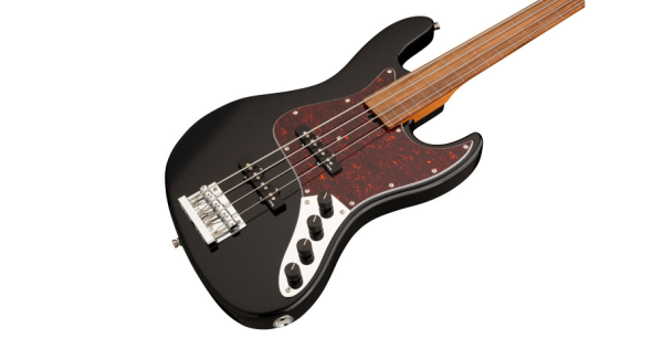 Preview: Sadowsky MetroExpress 21-Fret Vintage J/J Bass, Morado Fingerboard, 4-String, Fretless With Lines - Solid Black High Polish