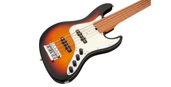 Preview: Sadowsky MetroExpress 21-Fret Vintage J/J Bass, Morado Fingerboard, 5-String, Fretless With Lines - Tobacco Sunburst Transparent High Polish