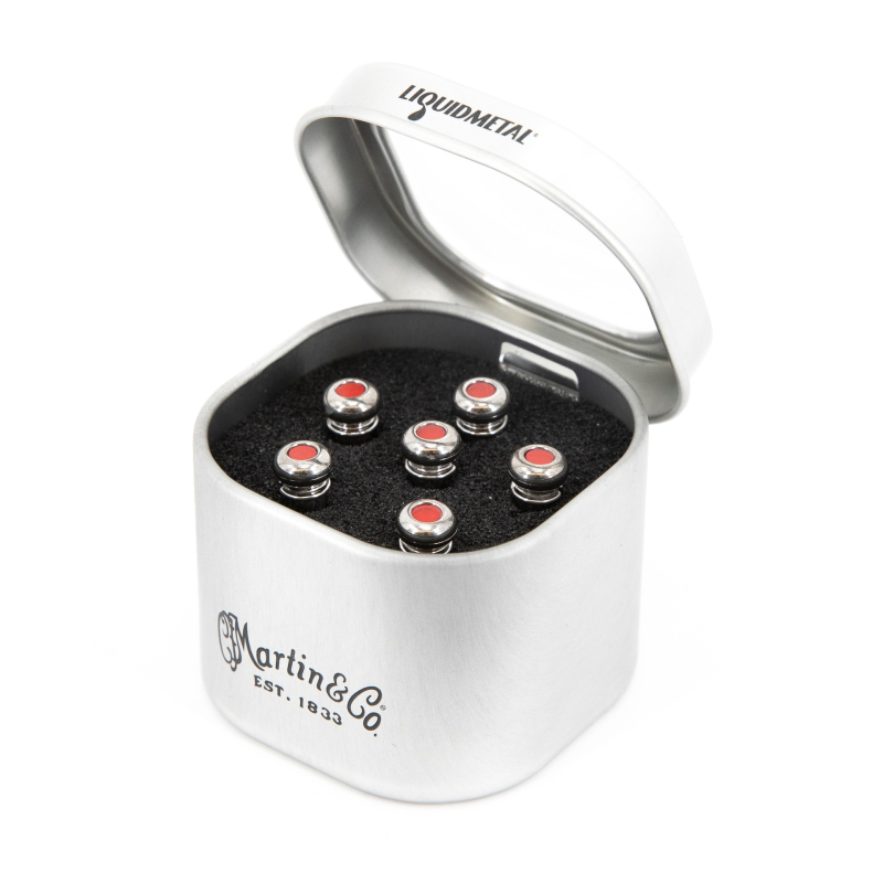 Martin Liquid Metal Bridgepins chrome / red Inlay